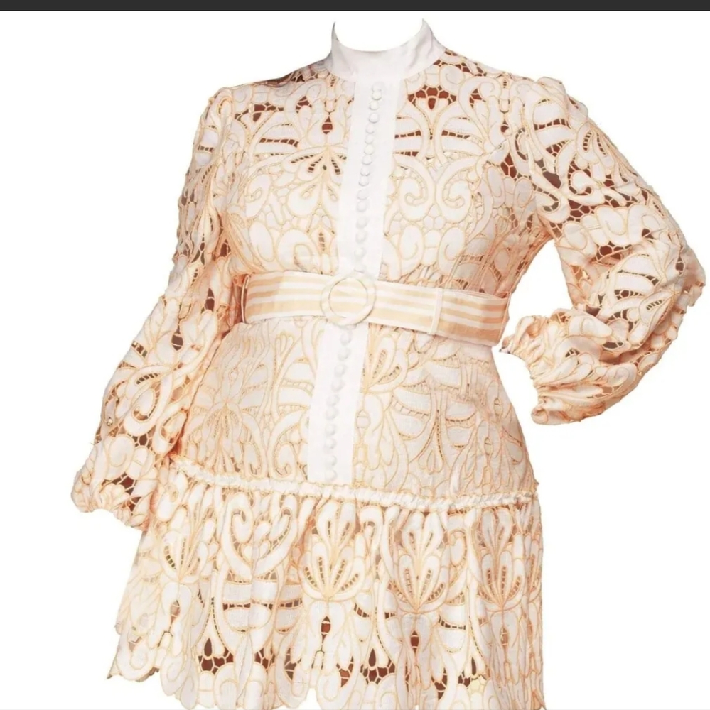 White and peach lace pattern dress plus size 4X